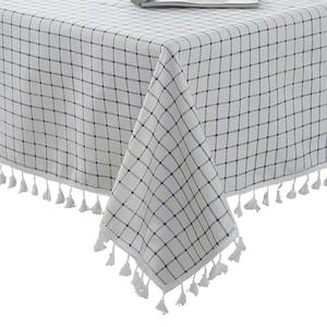 Cotton stripe <b>table</b> <b>cloth</b> with tassel Organic Cotton GOTS Certified - Product Image 1