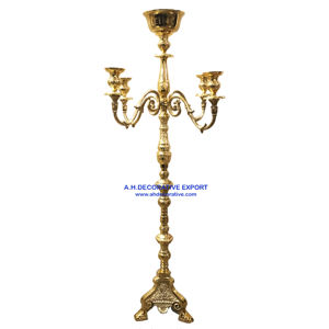 Candelabro de 5 Brazos Niquelado Hecho a Mano para Centro de Mesa de Boda, Candelabro Único para Decoración del Hogar, Portavelas de Alta Calidad - Product Image 3