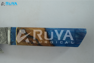 Cuchillo de Chef Japonés Hecho a Mano con Hoja Afilada de Acero Damasco de 8 Pulgadas, Acero VG-10 AUS-10, Mango de Madera Color Resina Azul, CE Restaurantes - Product Image 4