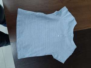 Lote de Ropa de Bangladesh, Excedente de Marca, Camiseta para Niña a Rayas Azules y Blancas, Cuello Redondo, Manga Corta, Algodón - Product Image 6