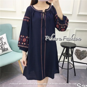 Nuevos vestidos de moda hechos a mano vestido tradicional ucraniano bordado Puff manga cuello en V largo Casual moda vestidos elegantes - Product Image 6