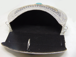 Stone <b>Studded</b> Vintage brass metal mosaic clutch - Product Image 5
