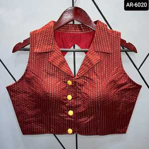 Blouse de travail fantaisie avec broderie en soie, tissu pour femmes, avec magnifique bouton, attache à manches courtes, nouvelle mode - Product Image 4