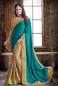 Bollywood Designer Saree Designer Miroir Travail Fleur Conception Tissu De Soie Doux Impression Numérique Marron Couleur Sari avec Blouse Inde ApparelGarment - Product Image 2