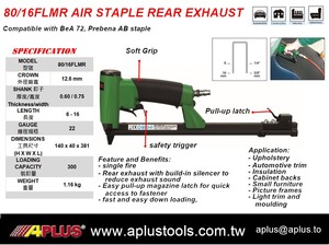 APLUS 80/16FLMR Pneumatic <b>Air</b> Staple Gun Rear Exhaust Double Trigger 80F Type - Product Image 2