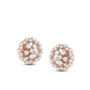 Boucles d'oreilles en or rose avec diamants véritables pour un usage quotidien |   Boucles d'oreilles élégantes en grappe de diamants |   Bijoux de mode de luxe tendance pour femmes - Product Image 1