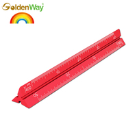 Regla Triangular Métrica Goldenway con Impresión UV/Láser Personalizable en Colores, Tamaños de 4/6/12 Pulgadas