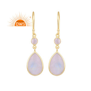 Dernière conception faite à la main naturel arc-en-ciel lune pierre gemme balancent boucle d'oreille bijoux de mode pour les femmes cadeau pour elle - Product Image 1