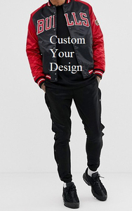 แจ็คเก็ตเบสบอลวาร์ซิตี้ผ้าซาตินโพลีเอสเตอร์ 100% คุณภาพสูงสั่งทำขายส่งสำหรับผู้ชาย คอตั้ง ระบายอากาศ กันลม - Product Image 3