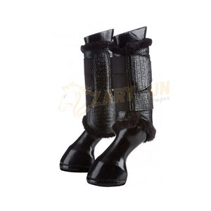 Logotipo de tamaño personalizable, ropa ecuestre, botas de montar de cuero duraderas y transpirables, botas de cepillado de caballos - Product Image 1