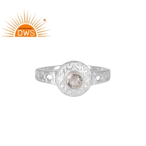 Round <b>Crystal</b> Quartz Gemstone Fine Sterling Silver Jewelry Manufacturer Designer Handmade <b>Ring</b> Jewelry Wholesaler - Product Image 1