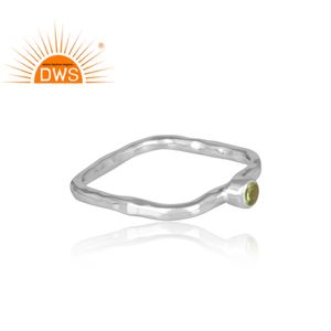 Anillo de piedras preciosas de peridoto de corte redondo, joyería fina de plata de ley Rectangular, de diseño, al por mayor - Product Image 3