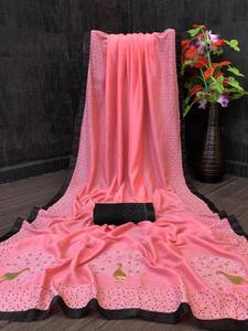 Sarees Seda Fiesta Desgaste Indio Último Diseñador Mujeres Desgaste Sari con Blusa Japón Satén Crape Seda Telas Suaves Impresión Digital Sari Prenda - Product Image 2