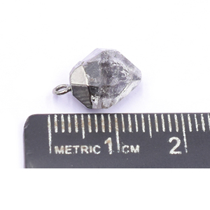Diamant de Herkimer avec bélière, forme brute, plaqué argent noir, pendentif pour la fabrication de bijoux - Product Image 2