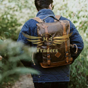 กระเป๋าเป้สะพายหลังกลางแจ้งหนังวัวแท้สำหรับท่องเที่ยวหนังม้าแท้สำหรับผู้ชายและผู้หญิงกระเป๋ากลางแจ้งหนังม้าบ้า - Product Image 6