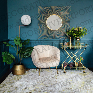 Wired Made <b>Gold</b> Plated Wall Hanging <b>Mirror</b> Frame Bathroom & Washroom Decoration Hanging Makeup <b>Mirror</b> for Saloon - Product Image 3