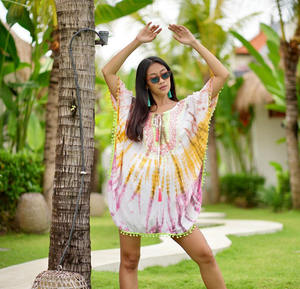 Caftán corto bordado informal de rayón, ropa para mujer - Product Image 2