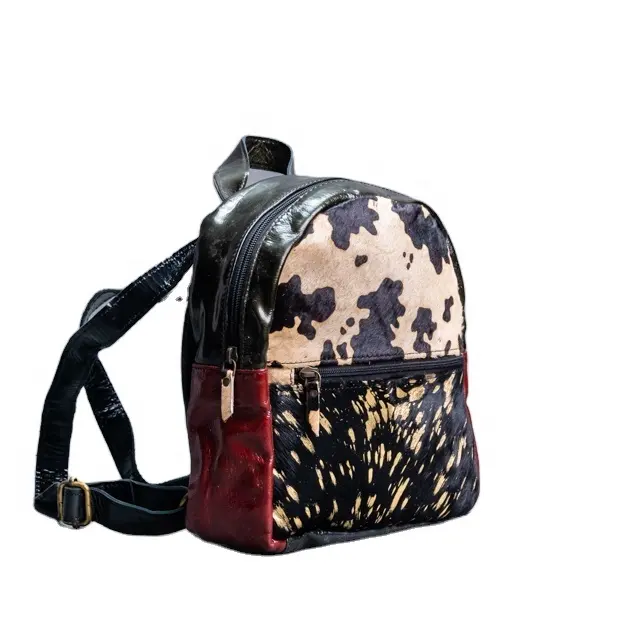 Bolso antirrobo de cuero con estampado Animal para hombre y mujer, mochila de gran capacidad con correa, hecho a mano