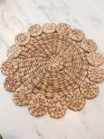 Ensemble de napperons en rotin jacinthe d'eau tissé à la main écologique sous-verres décor artisanat en paille fournisseur du Vietnam en gros