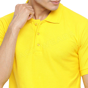 เสื้อกอล์ฟผ้าฝ้ายสีทึบสำหรับผู้ชายเสื้อกีฬากอล์ฟผ้า100% ระบายอากาศแบบถัก - Product Image 5