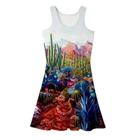 Robe décontractée de grande taille personnalisée avec logo en tricot imprimée par sublimation, débardeur côtelé à col rond et sans manches pour femmes, robes