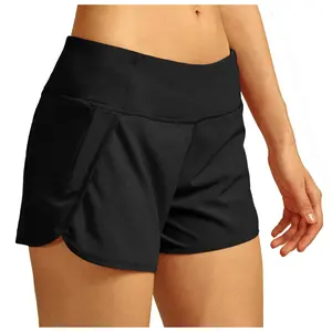 新款上市设计女士弹力两层瑜伽短裤柔软修身瑜伽运动健身跑步运动短裤