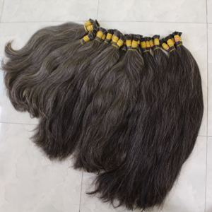 Tissage en lot de cheveux humains brésiliens, cheveux humains, vierges, bruts, à cuticules alignées, Double trame, gris - Product Image 5