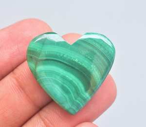 Malaquita-cabujón con forma de corazón, joyería de malaquita de alta calidad, forma de corazón - Product Image 4