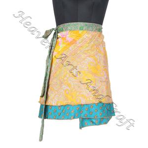 Mini jupe portefeuille réversible multicolore, vêtement pour femmes, tendance - Product Image 2