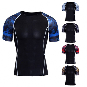 Bestselling sale half sleeve <b>printed</b> boys polyester spandex rash guards - Product Image 1