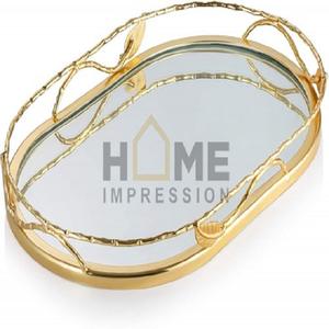 Plateau de table moderne en métal et miroir plateau de fantaisie rectangulaire plateau de décoration design plateau de décoration design à vendre - Product Image 3