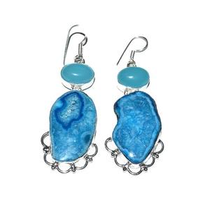 <b>Crystal</b> Stone <b>Crafts</b> Druzy Agate Earrings Wholesale Fashion Earrings Semi-Precious Stone Craft - Product Image 1