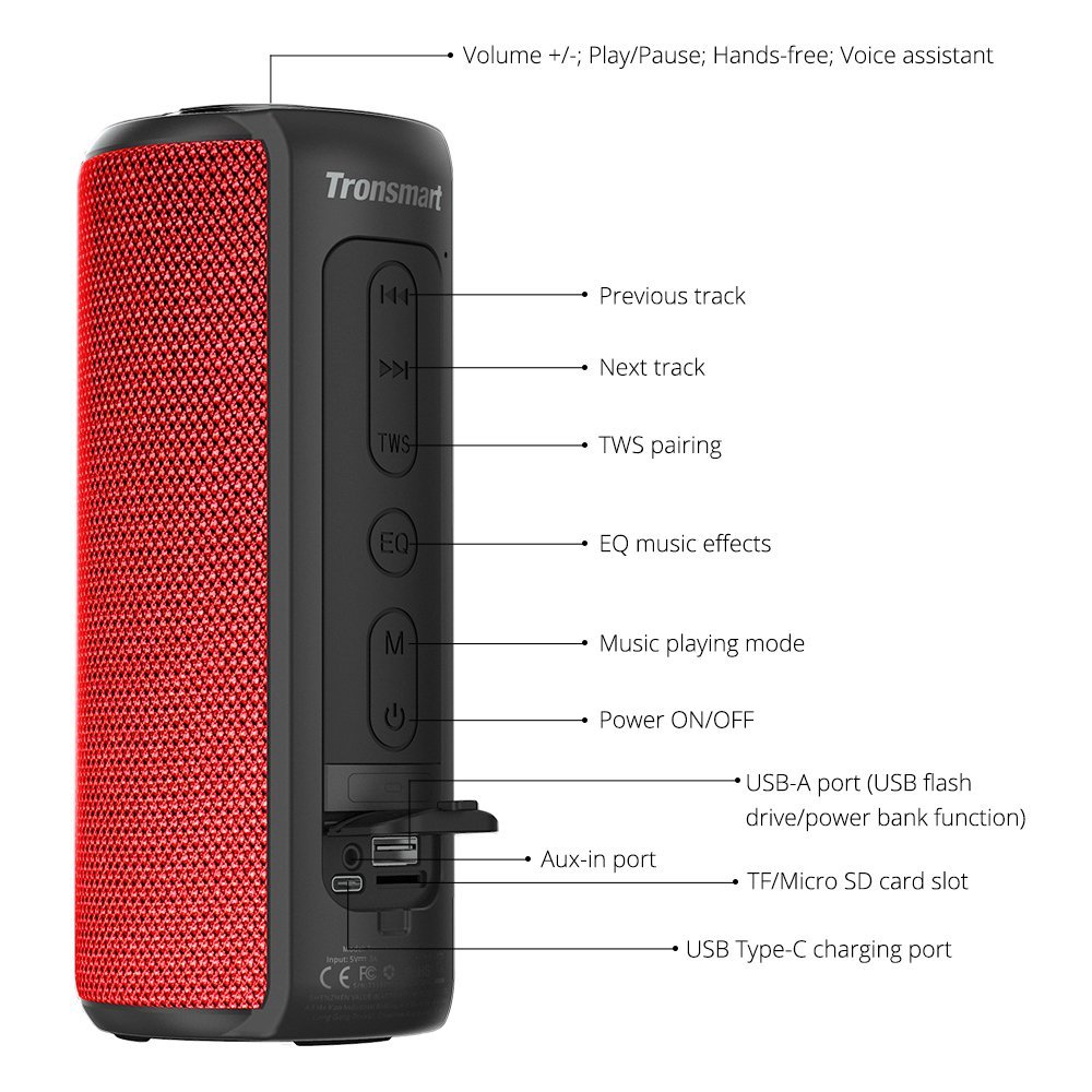 Tronsmart T6 Plus ワイヤレススピーカー 40W ポータブルスピーカー 重