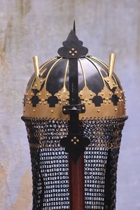 Medievel หมวกกันน็อคดีไซน์มงกุฎ,หมวกกันน็อคสวมใส่ได้สไตล์โบราณพร้อมสายสีทองราคาส่ง - Product Image 5