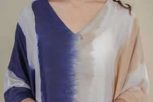 Hecho a mano Tie-Dye Kaftan Mujeres Cómodo XS Cuello en V Cubierta de playa Patrón de tela de algodón Mangas cortas Ajuste suelto Vacaciones - Product Image 5