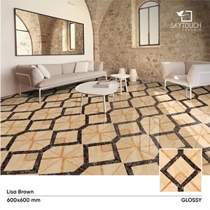 Floor Polish Tiles Ceramic Tile Glossy Look Broown Color 600x600mm Polished Porcelain Tile Heat Resistant Non-slip - Product Image 2