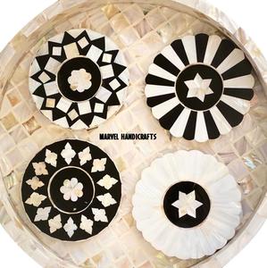 MOTHER of PEARL WOOD CRAFT SERVING TRAY COASTERS DISHES & PLATES for EID DECOR HOME DECOR <b>GIFT</b> KITCHENWARE TRAY RAMADAN TRAYS - Product Image 1