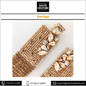 Personalización disponible para la última moda, joyería bordada a mano, pendientes de fiesta para mujer con cuentas antiguas doradas - Product Image 5