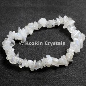 Gemstone Chip Stone <b>Stretch</b> <b>Bracelet</b> with White Agate Stones - Product Image 1