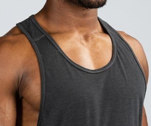 Cotton Plain Black Mens Gym <b>Stringer</b> <b>Vest</b> Custom Made Gym tank Top with Custom Printing Option on Cheap Price From Manufacturer - Product Image 4