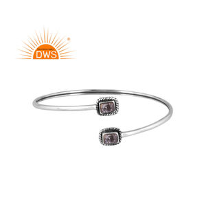 Brazalete de piedras preciosas de rutilo negro Natural de Plata de Ley 925 oxidada para mujer, joyería para mujer, regalo para ella - Product Image 1