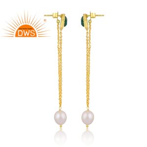 ต่างหูเงินแท้ 925 ประดับมุกธรรมชาติ คริสตัล และพลอยออนิกซ์สีเขียว สำหรับผู้หญิง จากผู้ผลิตเครื่องประดับ - Product Image 3