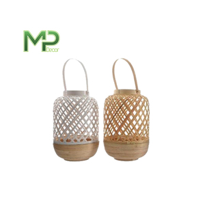Jardín decorativo al aire libre linterna de bambú elegante portavelas y tarro para entretenimiento al aire libre - Product Image 1