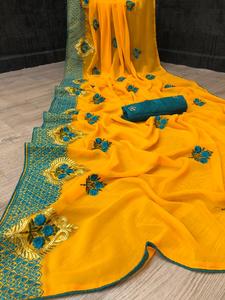 ชุดผ้าส่าหรีผ้าไหมพิมพ์ลายที่สวยงามและกำลังมาแรงสำหรับผู้หญิงอินเดียชุดสตรีแบบสวมราคาถูกอัลโฟนูเมโร - Product Image 3