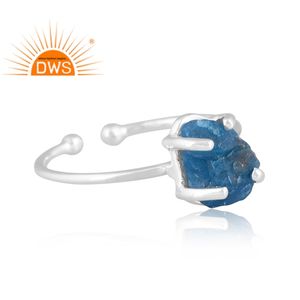 Bague empilable en argent sterling 925 avec apatite néon naturelle pour femme, bijou certifié pour mariage et cadeau de fête - Product Image 3