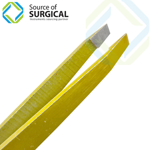 Pinzas para cejas estilo peine de color dorado con punta inclinada Nuevo producto - Product Image 3