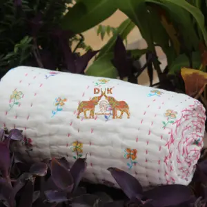 Bé Chăn Chăn Màu Sắc Tự Nhiên Tinh Khiết Bông Tay Khối In Quilt