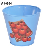 Petit seau à légumes imprimé, vase à fleurs décoratif de table, finition en fer galvanisé, écologique, pot de fleurs d'intérieur/d'extérieur