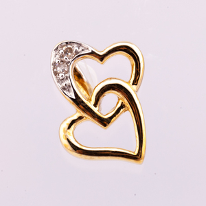 Colgante de diamante de doble Corazón, plata 925, chapado en oro de 14K, personalizable, alta calidad, precio de fábrica, fabricante de Tailandia - Product Image 1