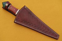 Couteau de chasse en acier damas fait main avec manche en bois Pakka gaine en cuir fin usage industriel extérieur couteau de survie en gros